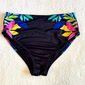 PINK Victoria's Secret Black and Multicolor Swim Bottom